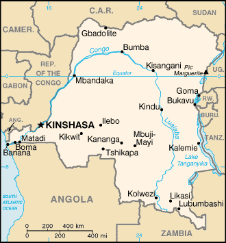 Map of Democratic Republic of Congo